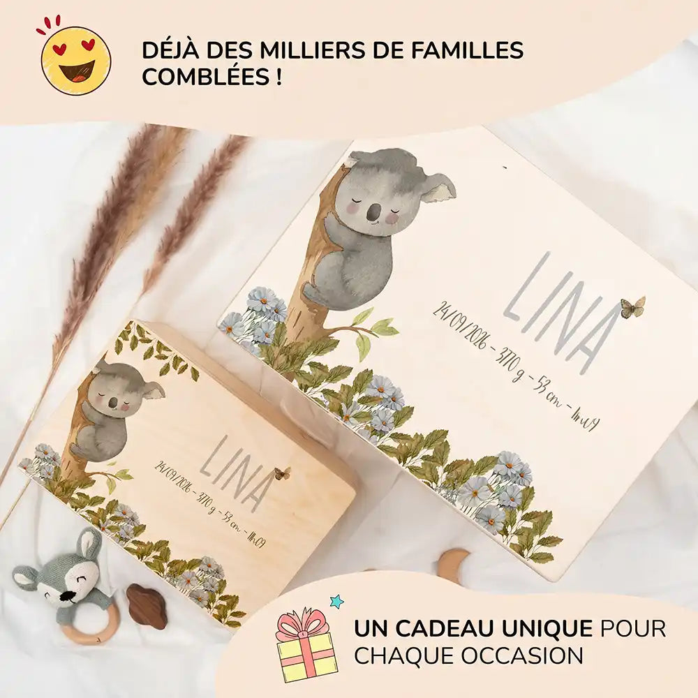 Boîte à souvenirs bébé personnalisée – Koala