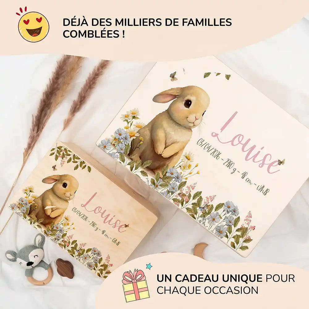Boîte à souvenirs bébé personnalisée – Petit lapin