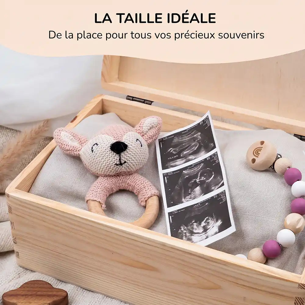Boîte à souvenirs bébé personnalisée – Faon couronne de fleurs