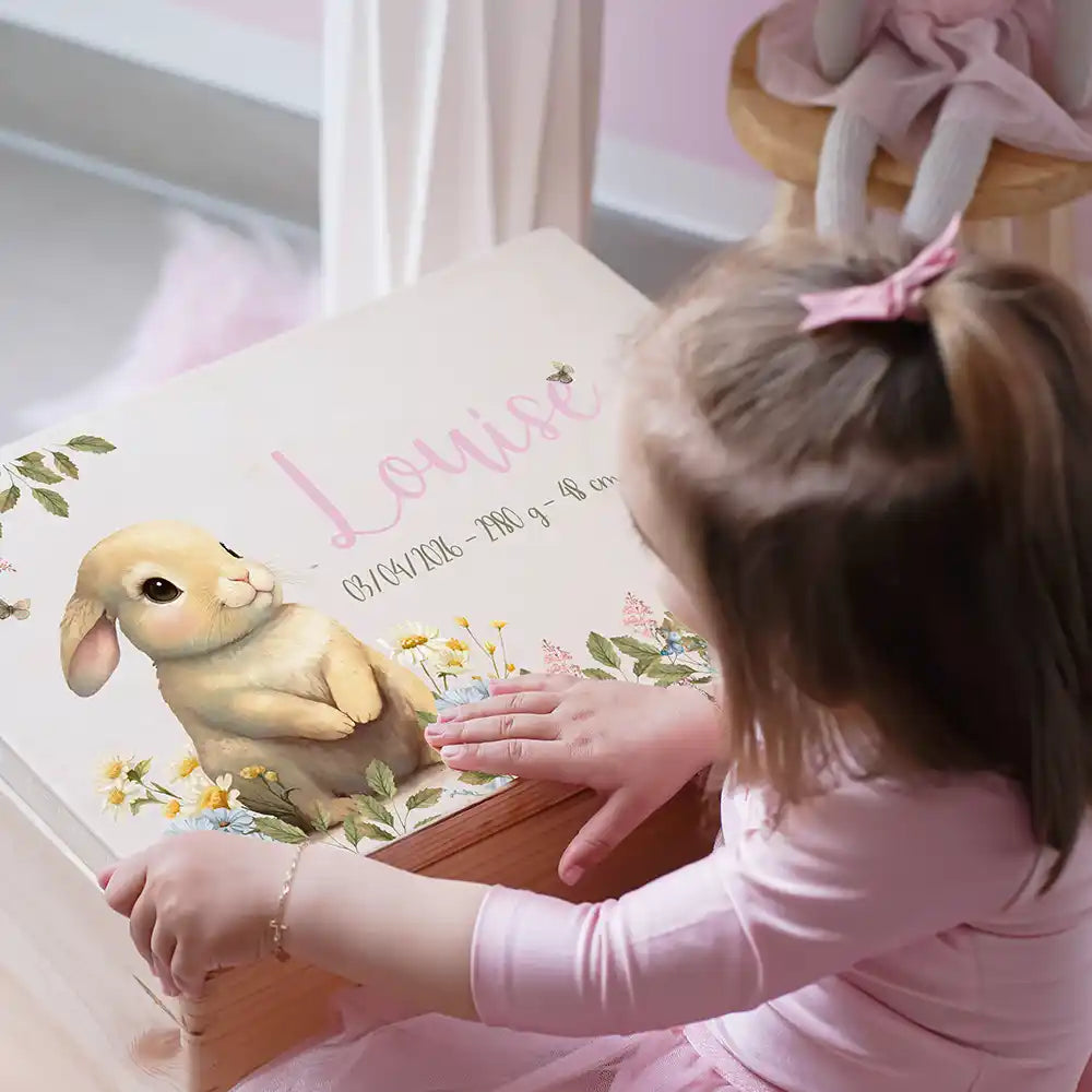 Boîte à souvenirs bébé personnalisée – Petit lapin