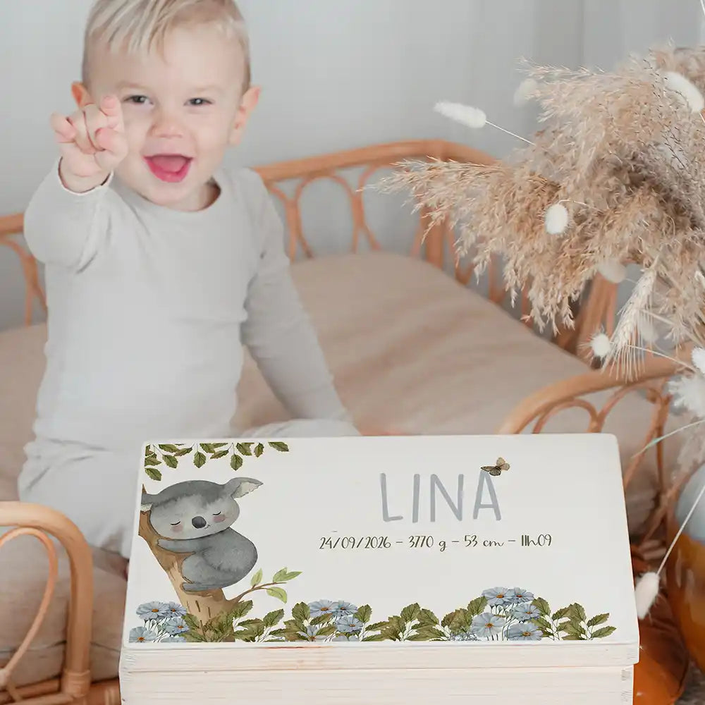 Boîte à souvenirs bébé personnalisée – Koala