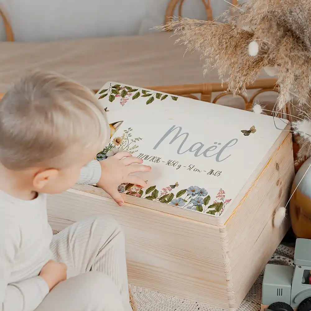 Boîte à souvenirs bébé personnalisée – Bébé renard