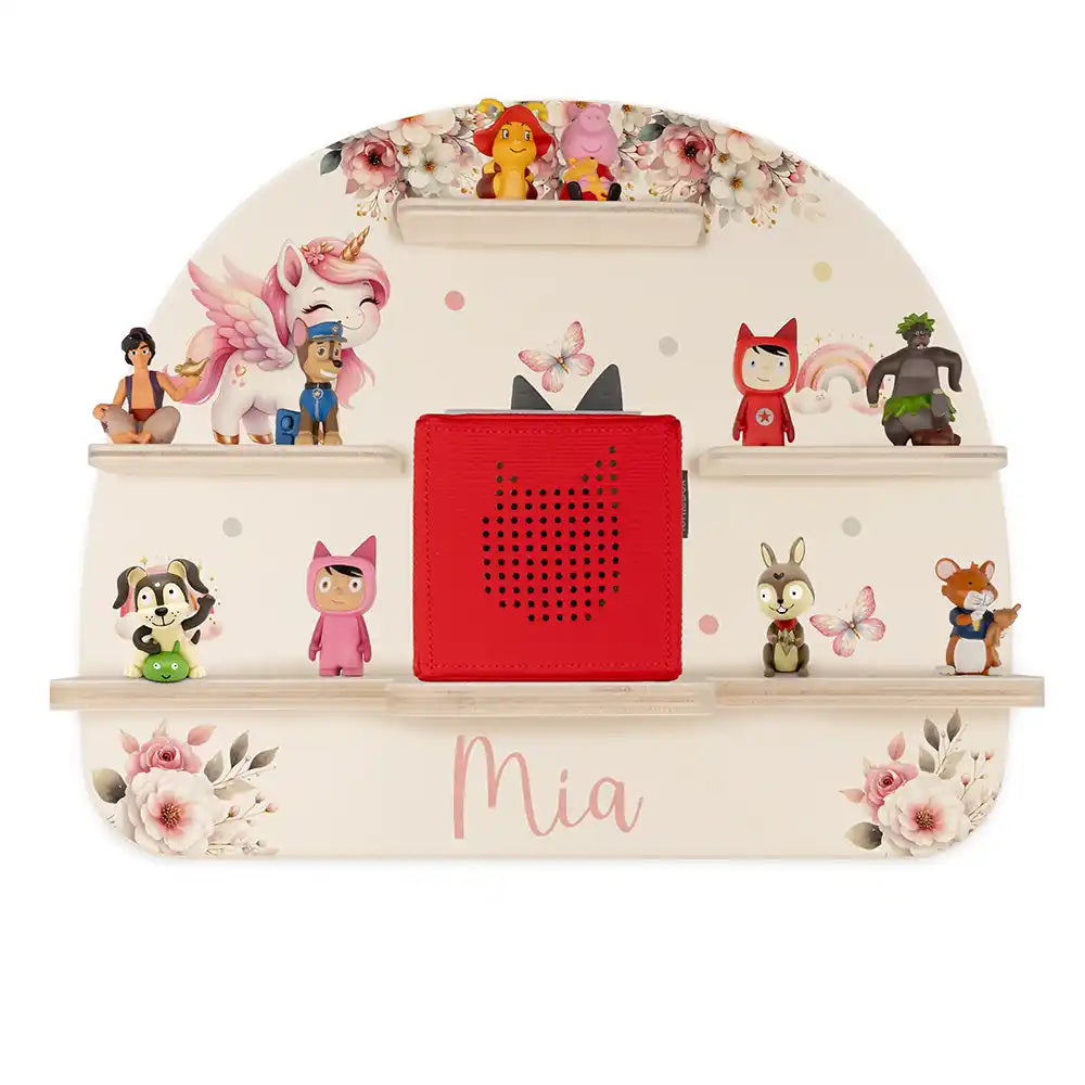 Étagère Toniebox personnalisée Licorne – vue principale avec Toniebox 1 et figurines