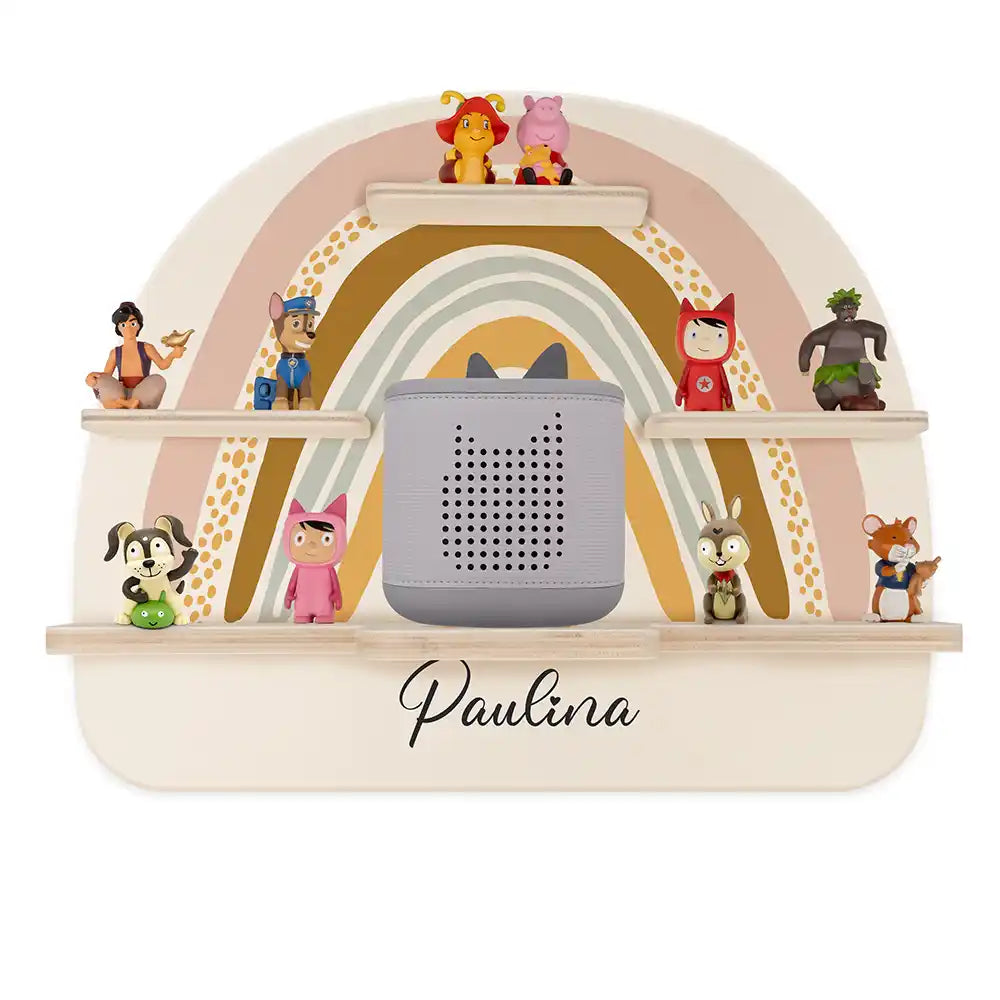 Étagère Toniebox personnalisée Arc-en-ciel 2 – vue principale avec Toniebox 2