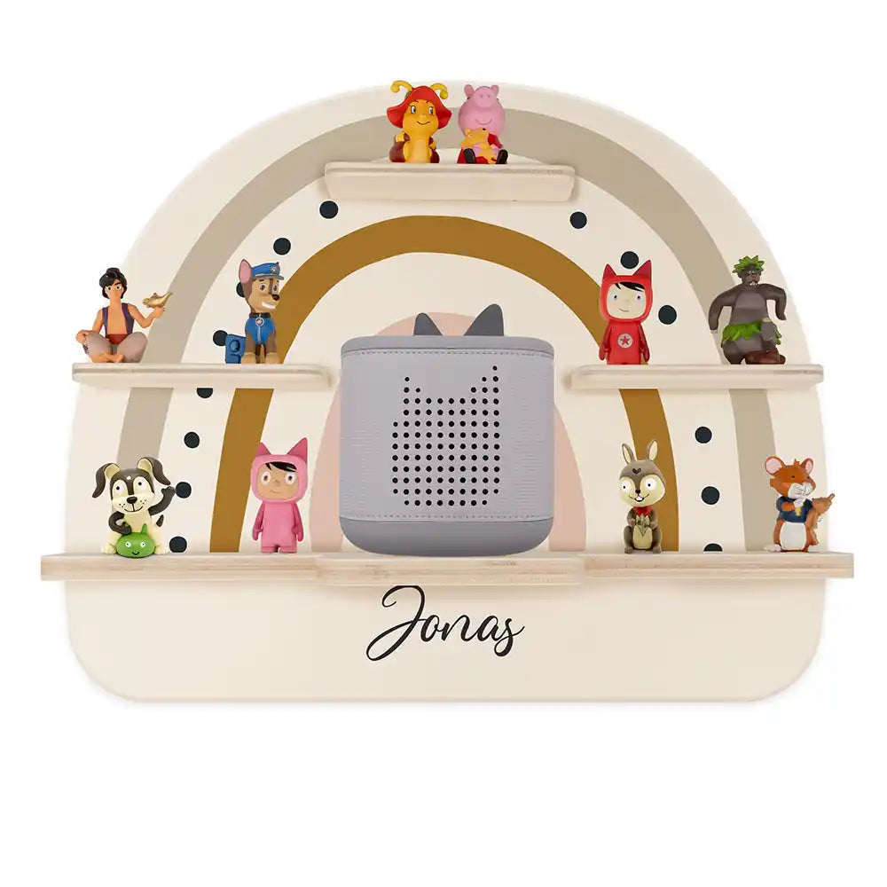 Étagère Toniebox personnalisée Arc-en-ciel 3 – vue principale avec Toniebox 2