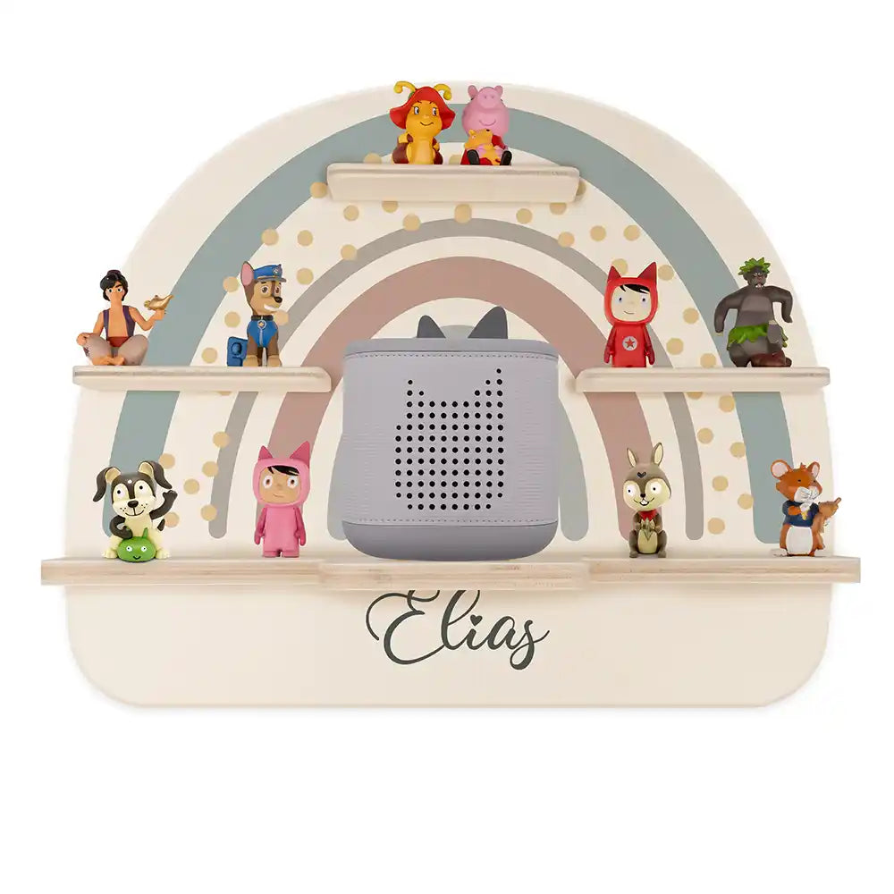 Étagère Toniebox personnalisée Arc-en-ciel 5 – vue principale avec Toniebox 2
