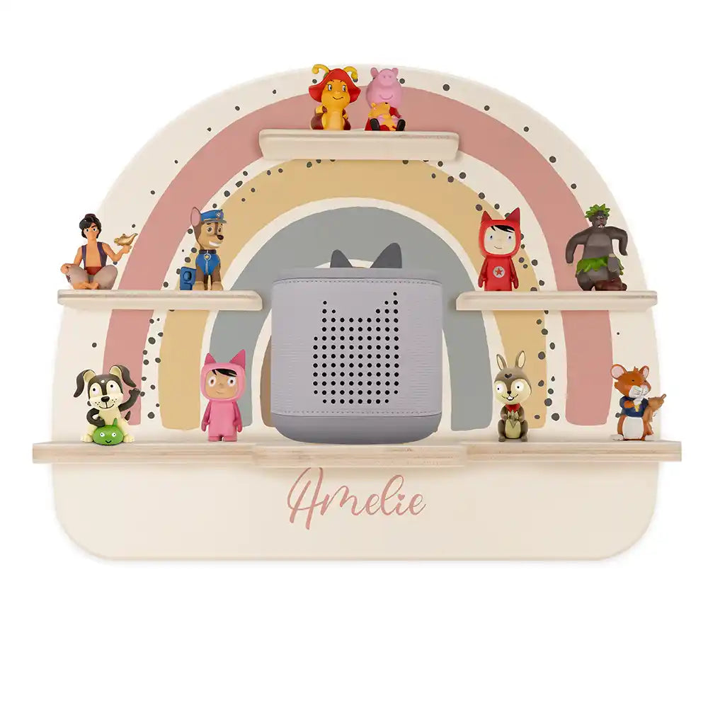 Étagère Toniebox personnalisée Arc-en-ciel 7 – vue principale avec Toniebox 2
