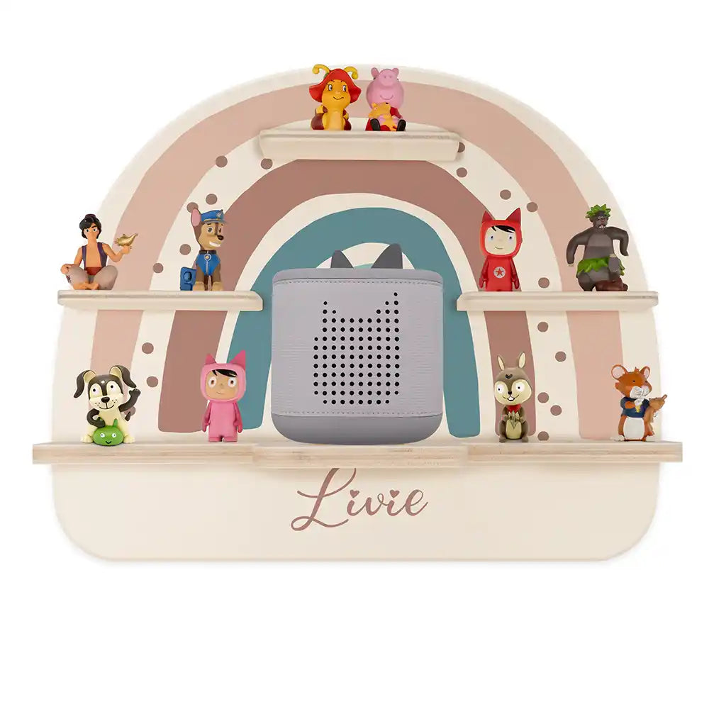 Étagère Toniebox personnalisée Arc-en-ciel 9 – vue principale avec Toniebox 2