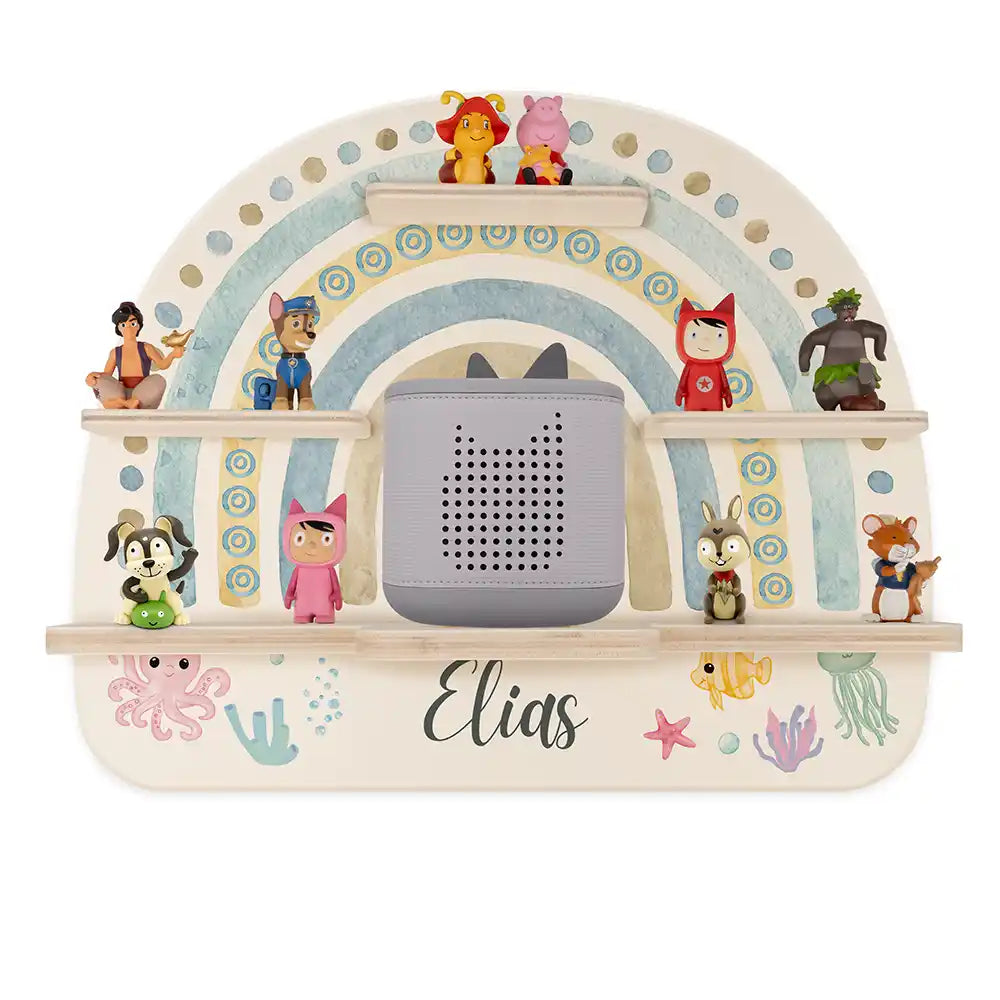 Étagère Toniebox personnalisée Arc-en-ciel 10 – vue principale avec Toniebox 2