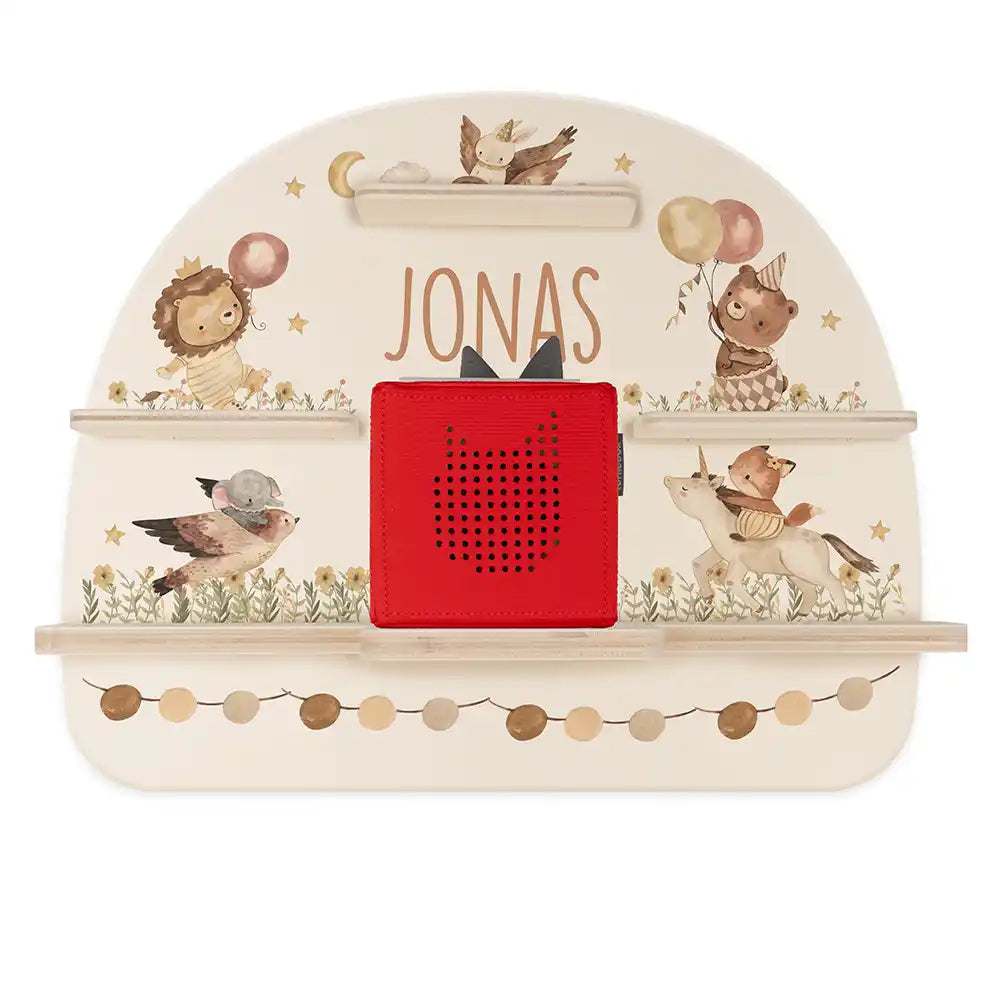 Étagère Toniebox personnalisée Animaux en fête – étagère seule avec Toniebox 1, sans figurines