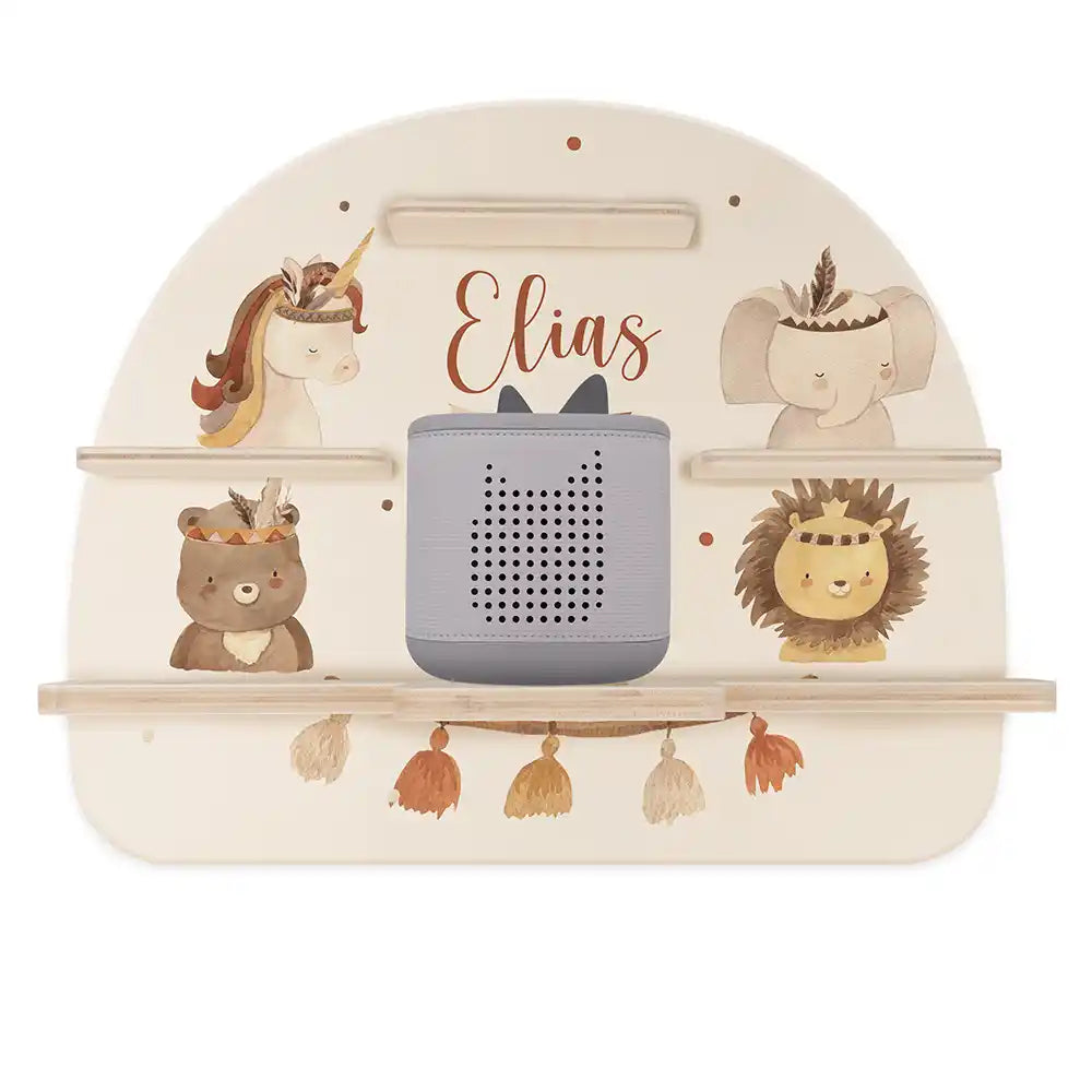 Étagère Toniebox personnalisée Animaux boho – étagère seule avec Toniebox 2