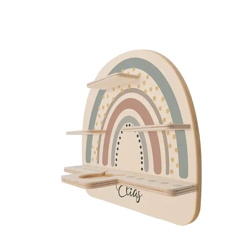 Étagère Toniebox personnalisée Arc-en-ciel 5 – vue de profil de l'étagère murale