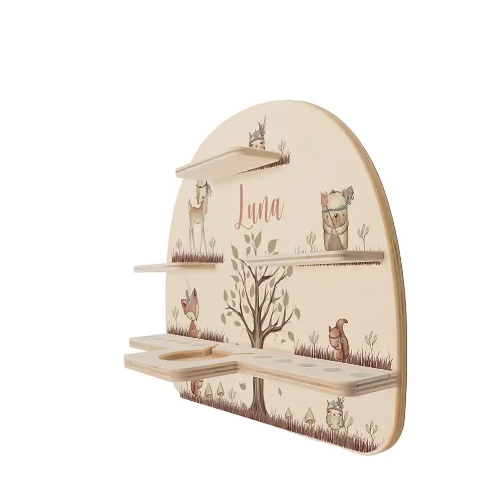 Étagère Toniebox personnalisée Woodland – vue de profil de l'étagère murale