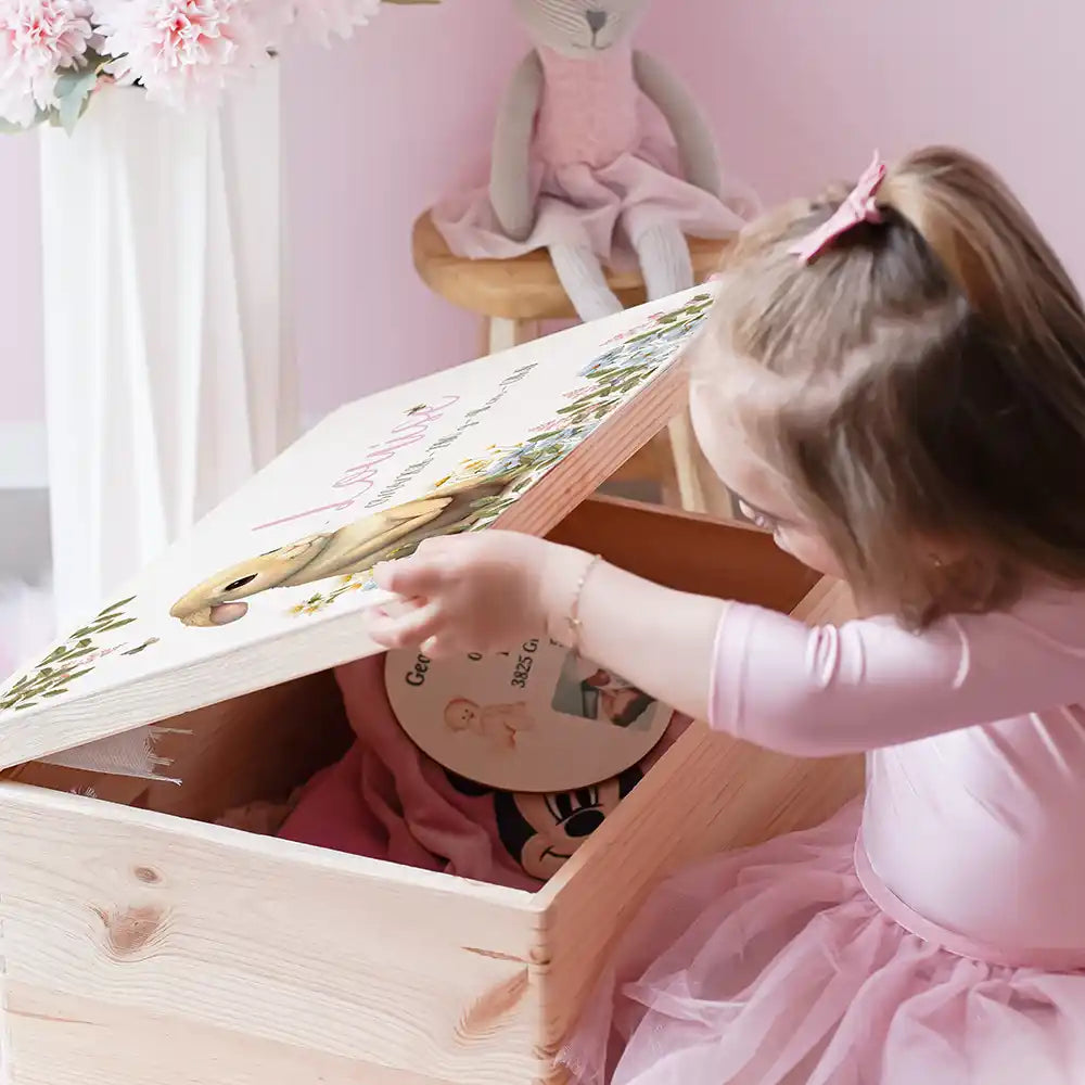 Boîte à souvenirs bébé personnalisée – Petit lapin